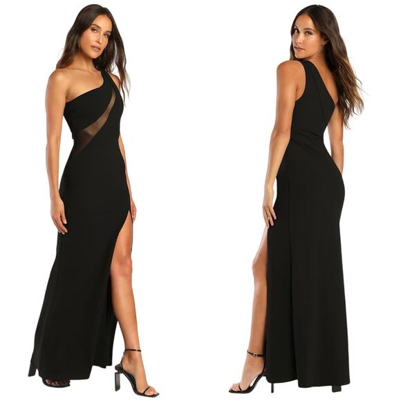 Lulus Modern Attraction Black One-Shoulder Mermaid Maxi Dress size XL - Picture 1 of 5